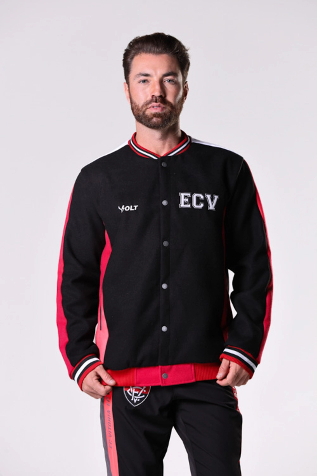 Jaqueta College Anos 90 Esporte Clube Vitória Masculino Rubro Negro Volt